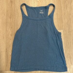 Aerie Ribbed Halter Tank Top Blue